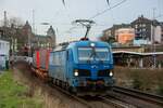 TXL 192 010  Blaues Wunder  mit KLV in Wuppertal Steinbeck, Februar 2023.