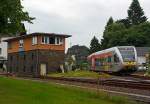 Der vetus VT 123, ex HLB VT 123 (95 80 0946 423-0 / 95 80 0646 423-3 / 95 80 0946 923-9 D-VCT) ein Stadler GTW 2/6, kommt am 05.07.2013 aus Richtung Limburg/Lahn und fhrt gleich in dem Bahnhof