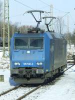 185 530 der ATC fr die Verkehrsbetriebe Peine-Salzgitter am 03.02.2010 in Beddingen Gbf.