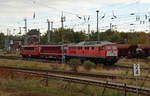 Im Güterbahnhof Wustermark standen am 20.10.18 die WFL-Loks 232 283, 155 110 und 155 159 abgestellt.