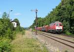 232 901 (WFL) war am 17.07.22 mit einem Holzzug aus Triptis in Oppurg zu sehen.