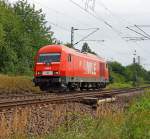 Lok 22 der WLE (Westflische Landes-Eisenbahn GmbH), fhrt am 11.08.2011 solo, auf der rechten Rheinstrecke, bei Unkel in Richtung Norden. Die Lok (BR 223) eine  Herkules  Siemens ER 20 (Eurorunner) wurde 2006 unter der Fabriknummer 21282 gebaut.