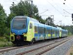 WestfalenBahn ET 407 als RE15 Münster - Emden bei Salzbergen, 28.05.2022