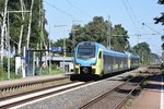 RHEINE (Kreis Steinfurt), 20.07.2016, ET 402 der Westfalenbahn als RE15 nach Münster Hbf bei der Durchfahrt durch den Bahnhof Rheine-Mesum