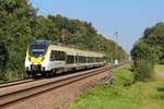 Am 21.09.2020 ist bei Wiesloch ein Talent 2 von Abellio als RE 17b nach Stuttgart unterwegs.