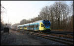 Nach dem Halt im Bahnhof Natrup Hagen macht sich hier ET 018 der Westfalenbahn am 16.12.2007 wieder auf den Weg in Richtung Zielbahnhof Osnabrück.