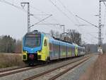 WestfalenBahn ET 408 als RE15 nach Emden in Hummeldorf bei Salzbergen, 16.03.2022