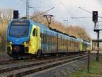 WestfalenBahn ET 415 als RE 15 Münster - Emden in Rheine=Bentlage, 12.02.2024