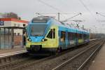 ET 011 der Westfalenbahn mit Regionalzug WFB 90498 Bielefeld-Bad Bentheim auf Bahnhof Ibbenbren am 28-12-2012.