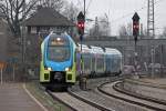 WFB ET 612 BR 0445.1 Stadler KISS mit RE 60 nach Rheine bei der Einfahrt in Minden(Westf.) 2.1.2016