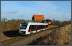 1 648 902 verlässt am 19.01.2022 als RE 75754 nach Goslar den Bahnhof Heudeber-Danstedt.