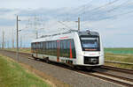 1648 418 der abellio rollte am 06.04.22 als RB 47 von Bernburg nach Halle(S) durch Braschwitz.