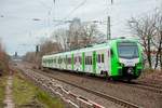 abellio Flirt 3429 016 A als S9 auf dem Gegengleis in Gelsenkirchen Buer Nord, Januar 2021.