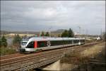 Ein ABELLIO-FLIRT  flirtet  bei Wetter (Ruhr) als ABR33820 (RB40  Ruhr-Lenne-Bahn ) von Hagen Hbf nach Essen Hbf. (02.03.2008)