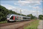 ET23005 verlsst als ABR99735 (RB91  Ruhr-Sieg-Bahn ) den Bahnhof Plettenberg Richtung Hagen.