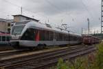 Im Hbf Siegen abgestellter ET 22 006   Siegen  (2-teiliger Stadler Flirt) der Abellio Rail NRW am 15.05.2011.