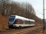 ET 22007 (2-teiliger Stadler Flirt) der Abellio Rail NRW am 27.03.2013 kurz vor dem Bahnhof Kreuztal.