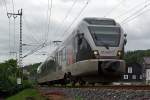   Der ET 22003  Essen  ein 2-teiliger Stadler Flirt der Abellio Rail NRW am 30.05.2014 als RB 91  Ruhr-Sieg-Bahn   Hagen - Finnentrop - Kreuztal - Siegen, hier kurz vor dem  Bahnhof Siegen-Weidenau