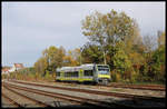 Agilis VT 650735 fährt hier am 21.10.2019 um 14.30 Uhr in Bayreuth nach Coburg ab.