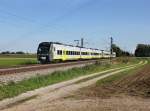 Die 440 406 als Radlzug nach Ulm am 16.09.2012 unterwegs bei Langenisarhofen.