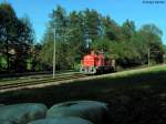 11.10.2010: Die AVG 463 ist die kleinste und einzige dreiachsige Gterzuglokomotive im Fuhrpark der AVG. Hier ist sie zwischen Gochsheim und Bahnbrcken unterwegs.