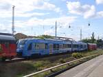 Hennigsdorf b. Berlin 2.6.2022. Der Alstom-Versuchstriebwagen iLINT mit Wasserstoffantrieb (Brennstoffzelle), traf in Hennigsdorf ein. Erwurde in das dortige vormalige Bombardierwerk gebracht, welches seit Frühjahr 2021 offiziel an alstom überging.