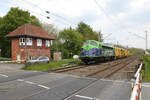 Altmark Rail My 1155 Nohab Polarlicht passiert hier mit dem DGS 95482 am 2.5.2022 um 16.31 Uhr auf der Fahrt nach Salzbergen das westliche Stellwerk in Velpe.