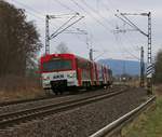 Am 19.03.2016 befand sich der AKN VTA VT2E weit weg von zu Hause und zwar auf  Sonderfahrt  über die KBS 613 in Richtung Süden. Aufgenommen in Wehretal-Reichensachsen.