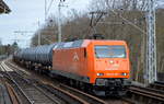 AMEH Trans - ArcelorMittal Eisenhüttenstadt Transport GmbH, Eisenhüttenstadt [D] mit  145-CL 001  [NVR-Nummer: 91 80 6145 081-6 D-EKO] und Kesselwagenzug (Benzin) am 22.03.21 Berlin Buch.