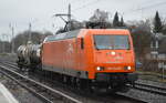 AMEH Trans - ArcelorMittal Eisenhüttenstadt Transport GmbH, Eisenhüttenstadt [D] mit  145-CL 002  [NVR-Nummer: 91 80 6145 082-4 D-EKO] und zwei polnischen Kesselwagen am 04.01.22 Berlin