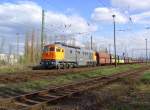 232 850-8 am 20.04.2008 bei der Ausfahrt aus dem Bahnhof Guben