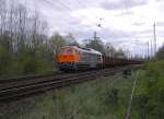 232 850-8 am 20.04.2008 bei der Ausfahrt aus dem Bahnhof Guben