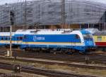 183 002 der ARRIVA im Gleisvorfeld des Mnchener Hbf's.