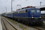 BEM Nördlingen: Die 110 262-3 der BayernBahn steht mit dem leeren Sonderzug „Würzburger Land“ (München/Nördlingen - Gunzenhausen - Würzburg u.