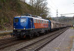 Die 139 287-7 (91 80 6139 287-7 D-BYB) der BayernBahn GmbH fährt am 17.03.2023 mit dem sogenannten  Henkelzug  (Langenfeld/Rhld.