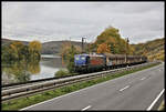 Die 139287-7 der Bayern Bahn war am 26.10.2023 um 14.57 Uhr in Höhe Gambach am Main mit einem Ganzzug aus Richtung Gemünden in Richtung Karlstadt unterwegs.