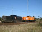 BBL-Logistik mit dem beiden Loks 07(links) und 06(rechts),am 01.Oktober 2012,in Mukran.