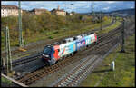 BELog 159 245  Eisvogel  fährt am 19.11.2023 Lz durch den Rangierbahnhof Würzburg Zell gen Norden.