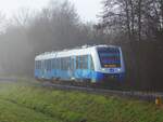 1648 111 als RB56 nach Neuenhaus im Morgennebel in Quendorf, 31.12.19