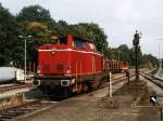 V100 D20 (ex-DB 211 074-0) der Bentheimer Eisenbahn AG auf Bahnhof Bentheim-Nord am 28-9-2001. Bild und scan: Date Jan de Vries. 