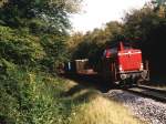 D25 (ex-DB 211 345-4) der Bentheimer Eisenbahn AG mit  Gterzug 215 Coevorden De Heege-Bentheim Nord bei Bad Bentheim am 29-9-2001.