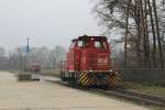 D5  (Baujahr 1990) der Bentheimer Eisenbahn AG auf Gewerbegebiet Nordhorn Süd am 14-3-2014.