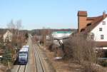 VT 69 und 66 der BOB in Meckenbeuren - fotografiert von der Eselsbrcke aus, Meckenbeuren, 25.02.10