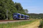 Zwei BOB VT 70 als BOB 87575 (Aulendorf - Friedrichshafen Hafen) bei Mochenwangen am 21.08.13