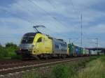 ES 64 U2 - 003 / boxXpress unterwegs in Richtung Wiesbaden / Rdesheim (Rhein). (Aufnahmeort: Mainz-Kastel, Juli 2008)