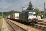 Die von MRCE-Dispolok angemietete boxXpress 182 569-4 (ES 64 U2-069) fhrt am 05.Juli 2013 durch Tullnerbach-Pressbaum.