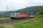 boxXpress 185 717-6 mit DGS 69067 Bremerhaven Weddewarder tief - Nürnberg Hafen am 11.06.2013 bei Salzderhelden