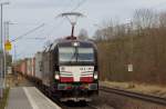 X4 E - 853 BoxXpress mit Containerzug am 09.02.2014 in Burgbernheim.