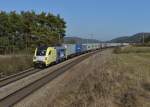 182 507 mit einem Containerzug am 13.03.2014 bei Parsberg.