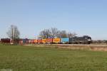 182 565 mit einem Containerzug am 30.03.2014 bei Bernau.